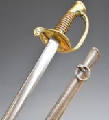 French 1845/1855 pattern Infantry officer's sword with brass hilt, wooden grips, 1872 manufacture