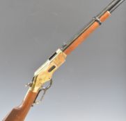 Deactivated Chaparral Repeating Arms Winchester 1866 .45 underlever-action rifle with brass frame,