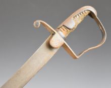 British 1796 pattern Light Cavalry Trooper's sword with wooden grips, all metal hilt and 82cm curved