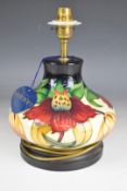 Moorcroft pedestal table lamp decorated in the Anna Lily pattern, H29cm