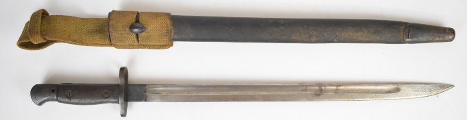 British 1907 pattern bayonet by Chapman dated 1916 with some good stamps to ricasso, wooden grips, a