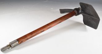 British WW2 entrenching tool marked Perks 1942, with broad arrow mark and WB 1944 with arrow mark to