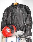 Vintage motorcycle leathers, boots and helmets comprising leather 'Buffalo' jacket size 50, Syko