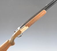 Laurona 12 bore over and under ejector shotgun with engraved lock, underside, trigger guard and