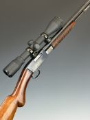 Browning .22 pump-action rifle with semi-pistol grip, Simmons Whitetail Classic 4x40 WA scope, sound