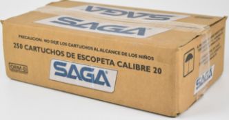 Two hundred and fifty 20 bore SAGA Olympic trap 28g 9 shot shotgun cartridges, all in original