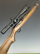Ruger Model 10/22 .22 semi-automatic rifle with semi-pistol grip, two magazines, Tasco 4x32 scope,