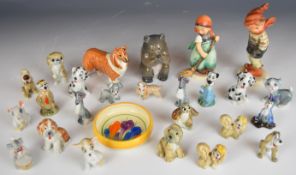 Wade Disney figures, Clarice Cliff pin dish, Copenhagen and Beswick animals etc, tallest 111cm