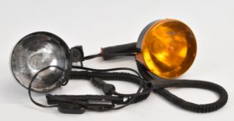 Two shooting or gun lamps comprising one hand held and one scope mounted.