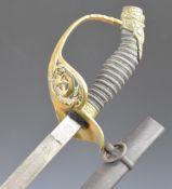 Imperial German 1889 pattern sword with Turkish/Ottoman decoration to guard and pommel, fish skin