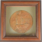 WW1 Memorial Plaque / Death Penny for John Henry Cannon, in glazed frame, 21.5 x 21.5cm