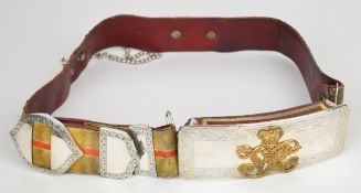 British Victorian Officer's shoulder belt and pouch with hallmarked silver Birmingham 1900 V.R
