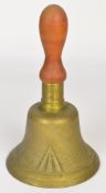Military Brass mess or scramble hand bell with broad arrow