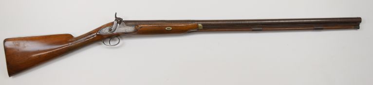 J Millward 10 bore muzzle loading percussion hammer action sporting gun with named and engraved