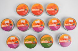 Twelve tins of Excite Hammer, Spike and Hollow Point .177 air rifle pellets, ten sealed.