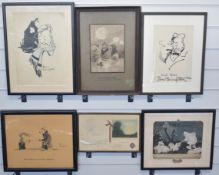 Five Bruce Bairnsfather 'sketches' featuring 'Old Bill' including the 'New Submarine Danger', 'The