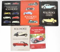 Five Rolls-Royce vintage car interest books comprising Rolls-Royce in America by D Campi, Phantom II