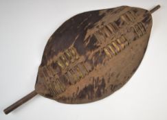 Property of Royal Welch Fusilier Officer David Walters, Zulu dance shield of cow hide or similar