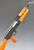 Cyber Gun Co AK47 Kalashnikox airsoft rifle with wooden fittings and sling mounts, serial number