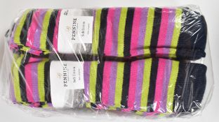 Twenty-four pairs of Pennine Striped Knee High Soft Cotton socks, all sizes 4-7 and unused in