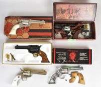Five various airsoft and replica revolvers including King Arms and Tanaka Colt Single Action Army .