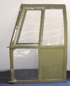 Royal Air Force Puma helicopter cockpit door retaining its perspex panels and document pouch, 90 x