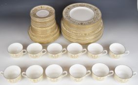 Royal Worcester dinner and tea ware decorated in the Hyde Park pattern, mostly twelve place setting,