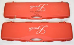 Two Lincoln shotgun carry cases, one with fitted interior for an over and under shotgun, each 96cm