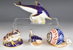 Four Royal Crown Derby animal paperweights, tallest 10cm