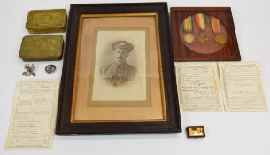 British Army WW1 Gloucestershire Regiment 'Mons' Star trio comprising 1914 Star, War Medal and