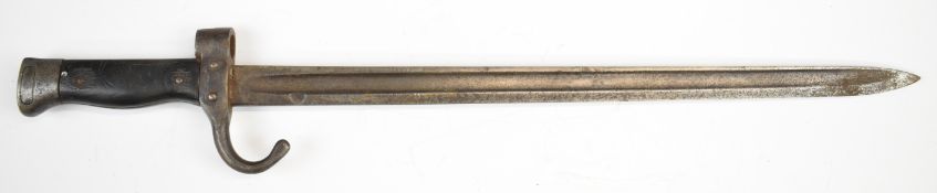French 1892 Mannlicher Berthier Bayonet with wooden grips and 39.5cm single edge blade. PLEASE