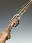 Bohler of Austria 16 bore side by side shotgun with engraved scenes of birds, dogs, deer and rabbits