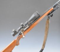 Ruger M77 Mark II .22-250 Remington bolt-action rifle with chequered semi-pistol grip and forend,