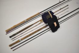 Two Bruce and Walker salmon fly fishing rods 13' #7-10 and 15' #9-10 and a split cane rod by