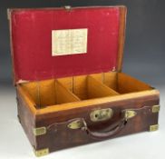 James Woodward & Sons leather and brass bound shotgun cartridge magazine with fitted oak interior