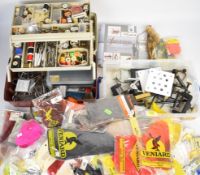 Complete fly tying outfit including Dyna-King and other vices, capes, furs, threads, a multitude