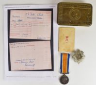 British Army WW1 War Medal named to Captain J.T. Yeoman, Royal Scots and Tank Corps together with