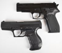 Two 6mm airsoft pistols comprising KWC Sig Sauer P226 serial number 10223991 and HFC, both with