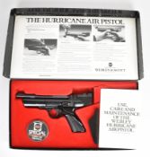 Webley Hurricane .177 target air pistol with shaped and chequered grips and adjustable sights, NVSN,