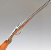 Darne 12 bore side by side shotgun with engraved sliding action, chequered grip and forend, double