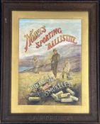 Nobel's Sporting Ballistite shotgun cartridges shop display or advertising watercolour depicting