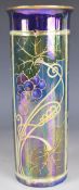 Walter Slater for Shelley signed lustre sleeve vase with grape and vine decoration, H26.5cm