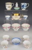 Worcester first period and other cups and tea bowls, including Chinese 18thC miniature examples,