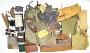 Varied collection of militaria, mostly WW2 including torches, leather flying helmets, home front