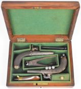 A pair of Williams & Powell of Liverpool percussion hammer action muff pistols, each with named