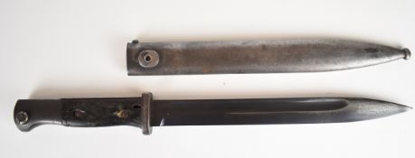 German 84/98 pattern bayonet with wooden grips, flashguard marked L378 to crosspiece, a 25cm