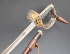 Royal Engineers 1897 pattern officer's sword with fish skin and wire bound grip, Edward VIII
