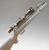 Gamo Hornet .22 air rifle with textured semi-pistol grip, raised cheek piece, composite stock,