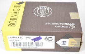 Two-hundred-and-fifty 12 bore Bornaghi Game Felt 30g shotgun cartridges, all in original boxes.