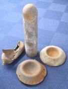 British WW1 Livens Projector together with an exploded cylinder and two base plates, the projector